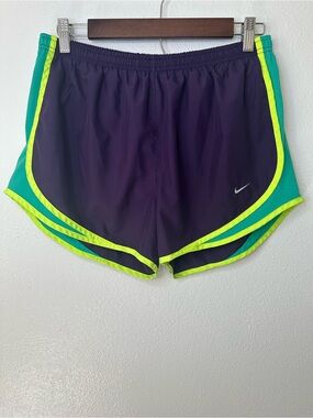 Nike Women's Purple, Teal & Neon Yellow Running Shorts